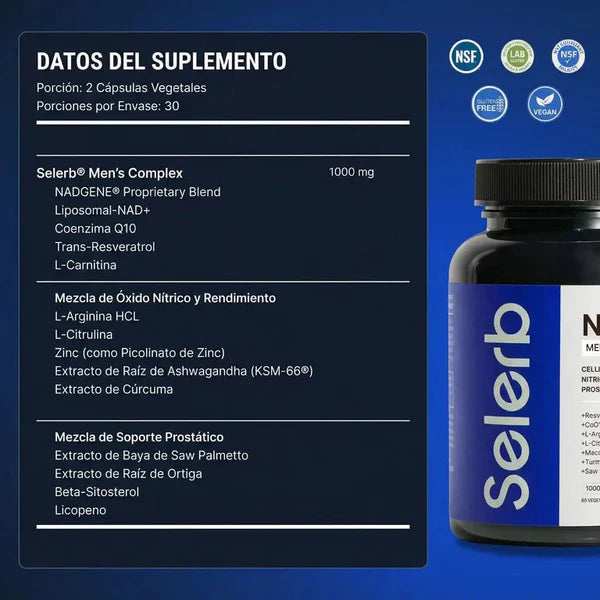 Selerb NAD + 60 Cápsulas - Fórmula Premium de vitalidad